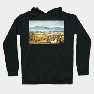 Blue sky with mountains and farmers Hoodie